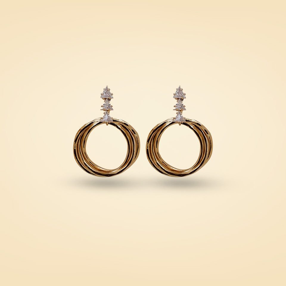 Golden Orbit Diamond Drop Earrings