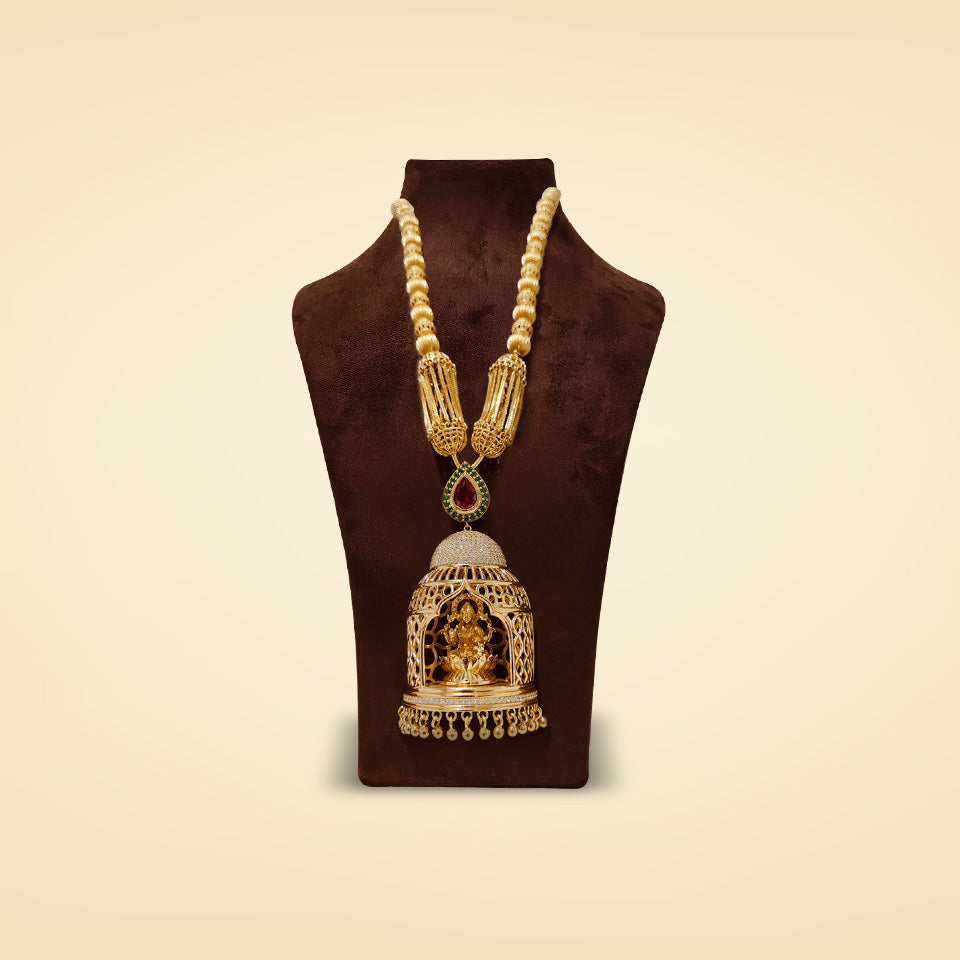 Divine Lakshmi Jhumka Temple Gold Necklace