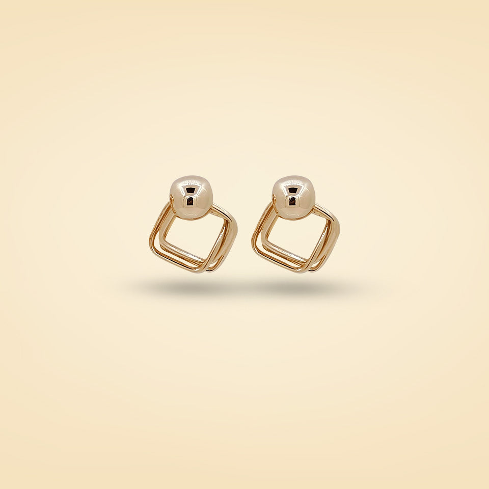 Golden Orbit Geometric Stud Earrings