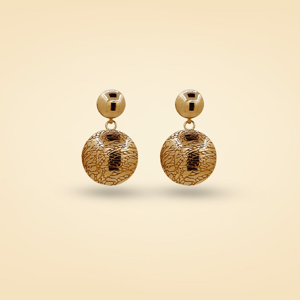 Golden Ripple Disc Drop Earrings