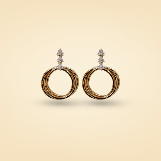 Golden Orbit Diamond Drop Earrings