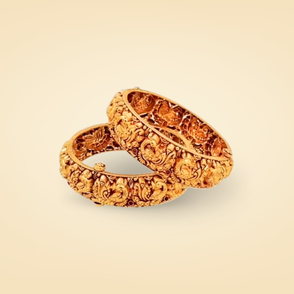 Royal Temple Carved Gold Bangles