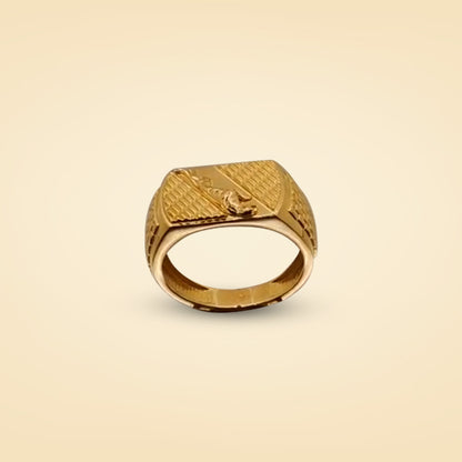 Regal Textured Gold Signet Ring