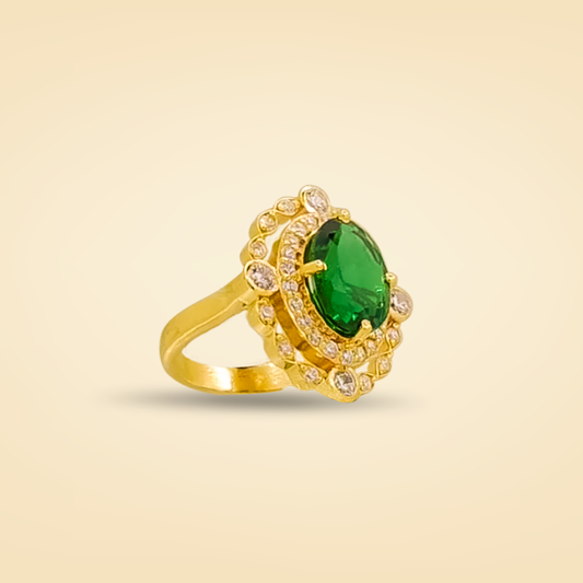 Emerald Halo Gold Ring