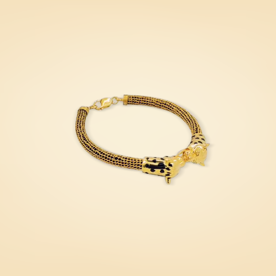Majestic Leopard Link Gold Bracelet
