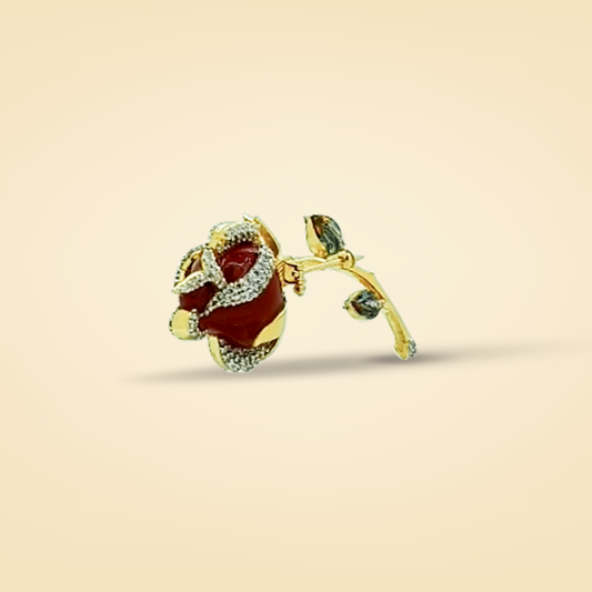 Ruby Bloom Gold Brooch
