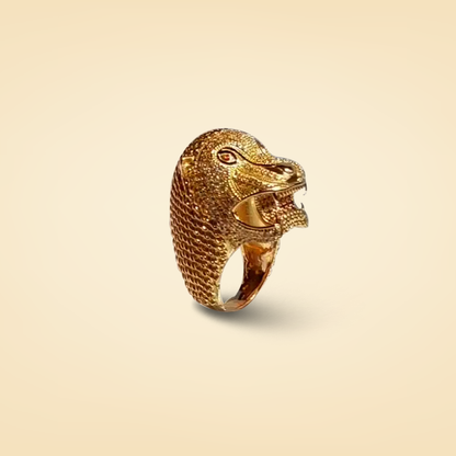 Regal Lion Head Gold Ring