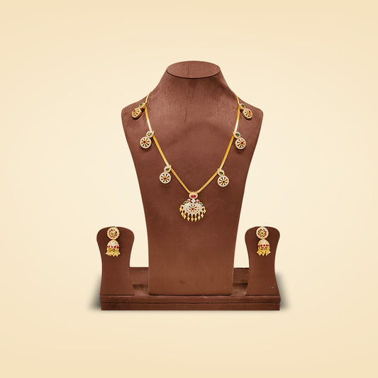 Annapurna Floral Gold Necklace Set
