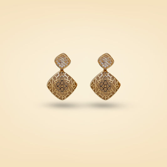 Golden Lattice Elegance Drop Earrings