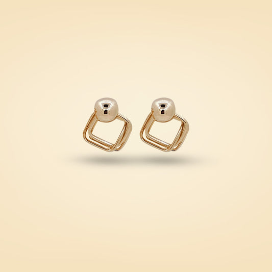 Golden Orbit Geometric Stud Earrings