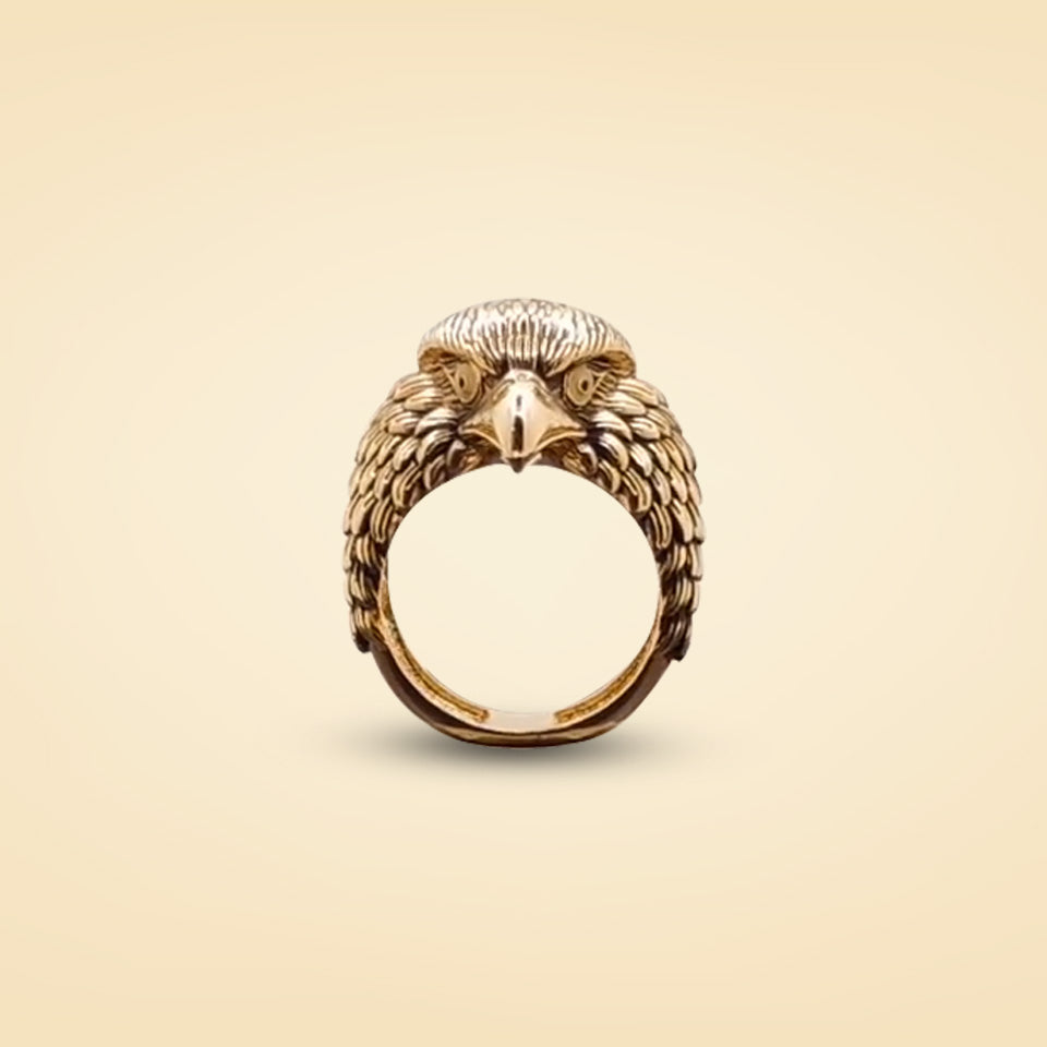 Regal Eagle Head Gold Ring
