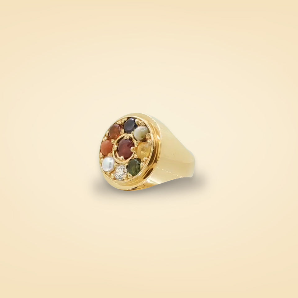 Navratna Aura Gold Ring