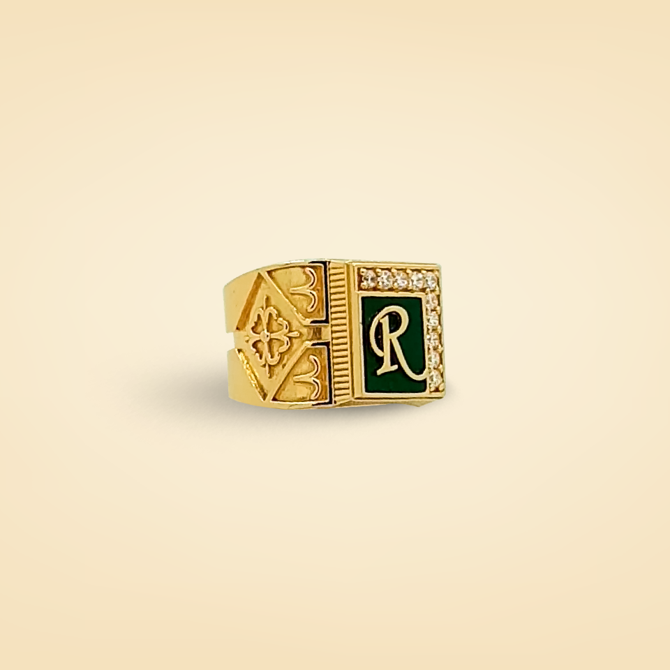 Regal “R” Monogram Gold Men’s Ring
