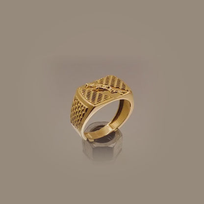 Regal Textured Gold Signet Ring