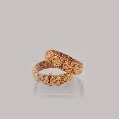 Royal Temple Carved Gold Bangles