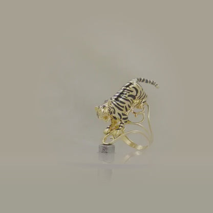 Majestic Tiger Gold Statement Ring