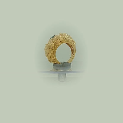 Divine Dwi-Ganesha Emerald Gold Ring